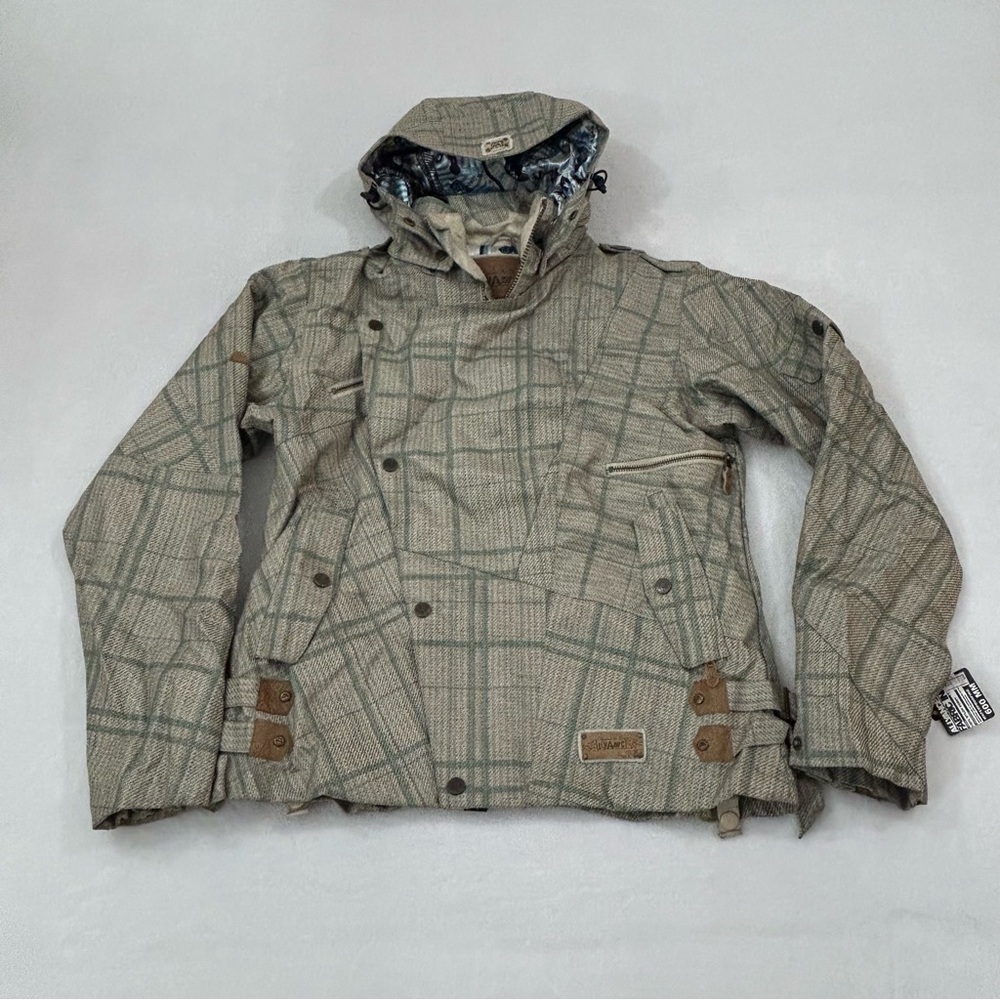ALLYANCE Special Ops Olive Plaid Full Zip Snowboard Ski Jacket Youth XL Women XS
